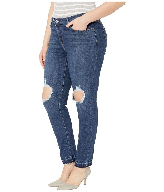 Levi's Women's 711 Denim Destroyed Skinny Jeans Blue 24W, , alternate image number null