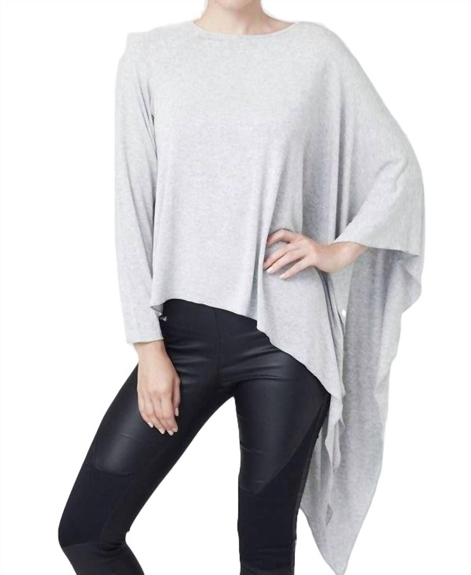 ASYMMETRICAL TUNIC TOP IN GRAY, Gray / Light Grey, hi-res image number 0