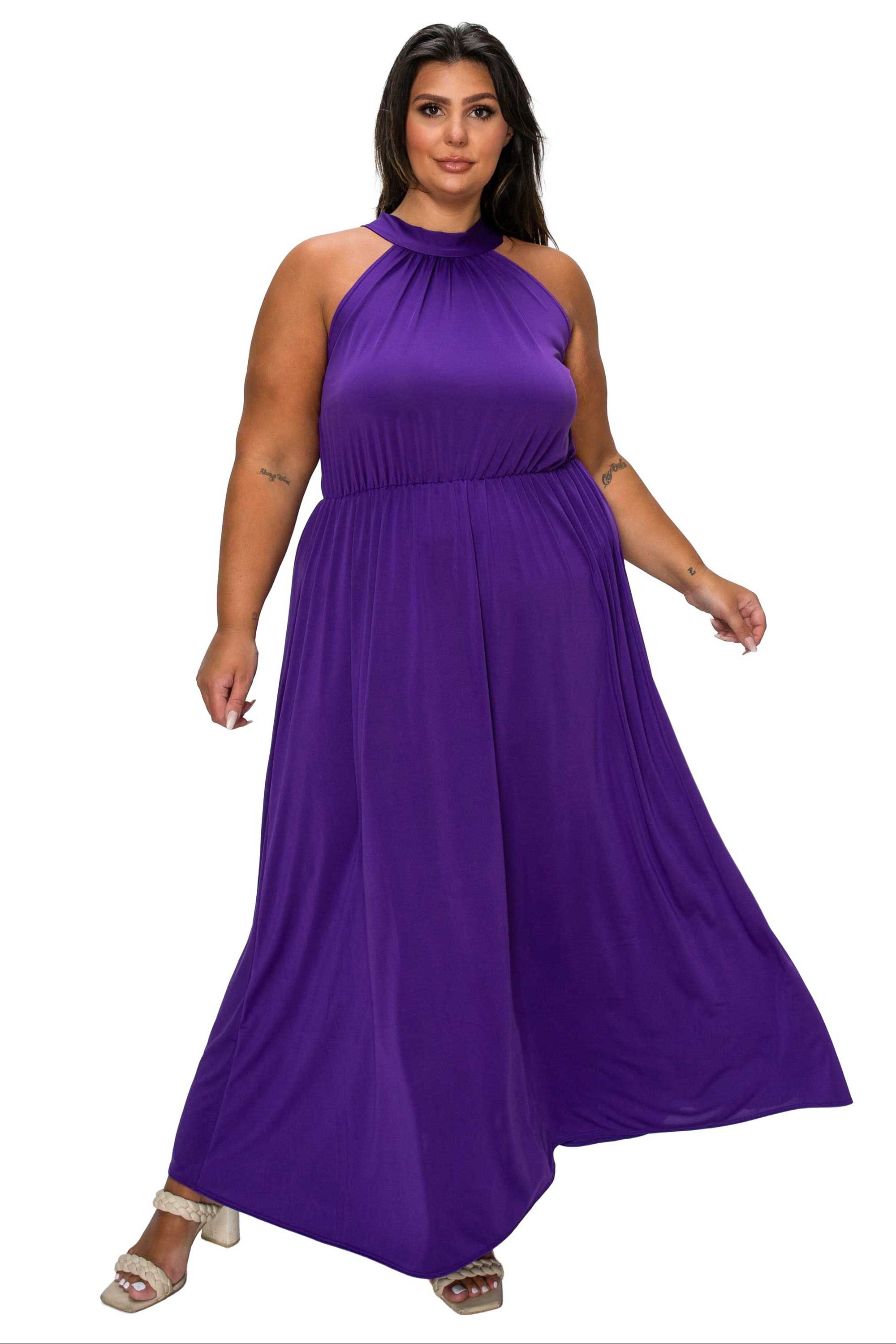 Cassia Halter Neck Dress, Purple / Purple, hi-res image number 0