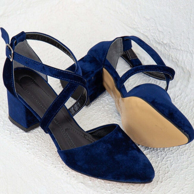 DOLLY - DARK BLUE VELVET BLOCK HEELS, DARK BLUE / Navy, alternate image number 2