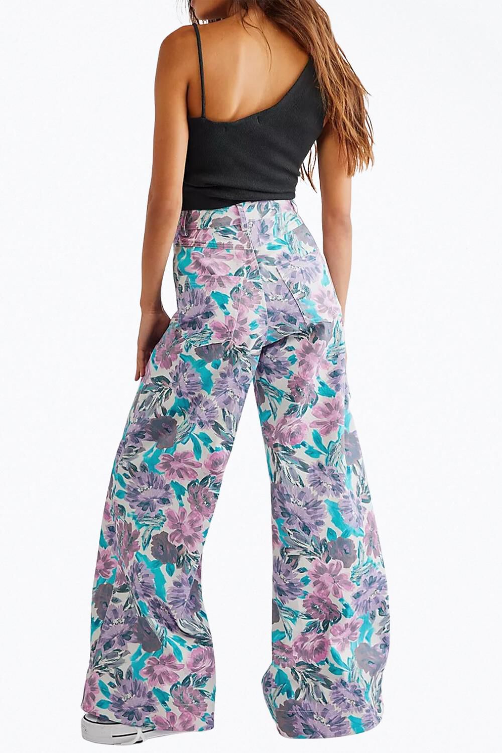 TAMARA WIDE LEG PANT IN PURPLE, Purple / Light Blue, alternate image number 2