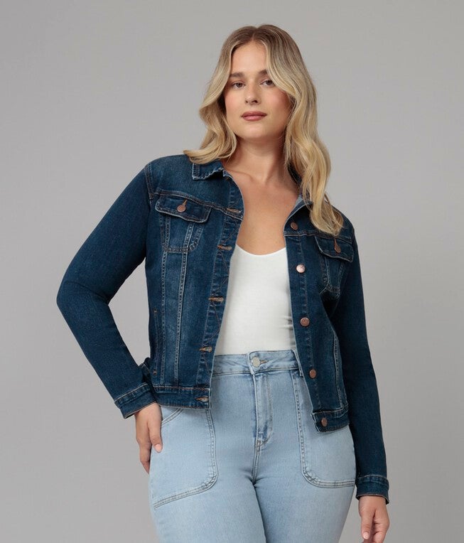 Women's Dark Wash Classic Denim Jacket, Cool Starry Night / Dark Wash, hi-res image number 0