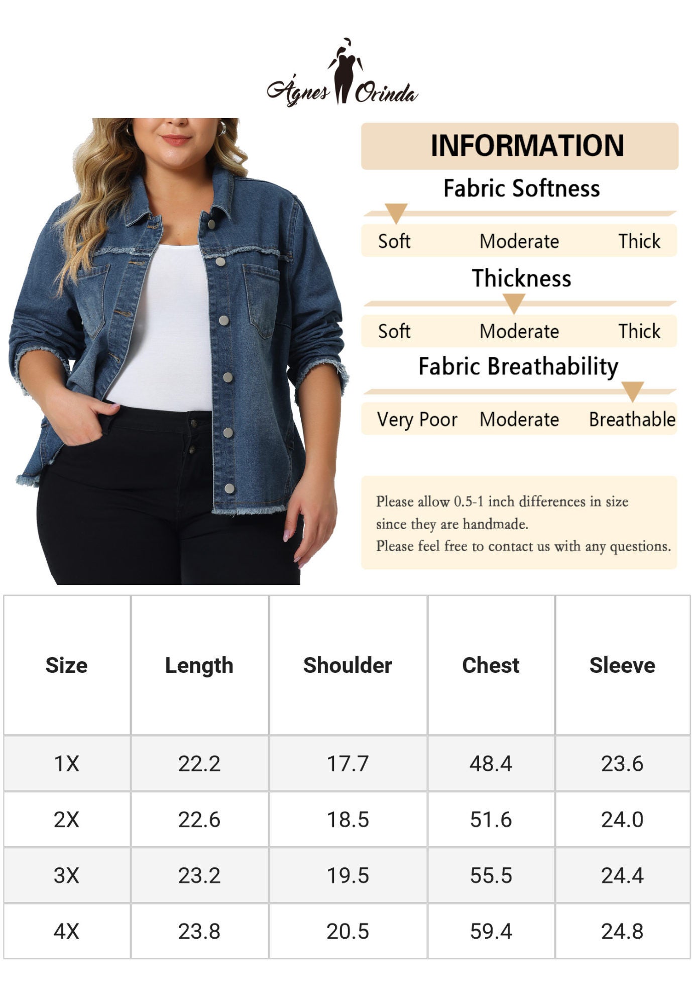 FRAYED HEM CLASSIC WASHED DENIM JEAN JACKET, Blue / Chambray Denim Medium, alternate image number 4