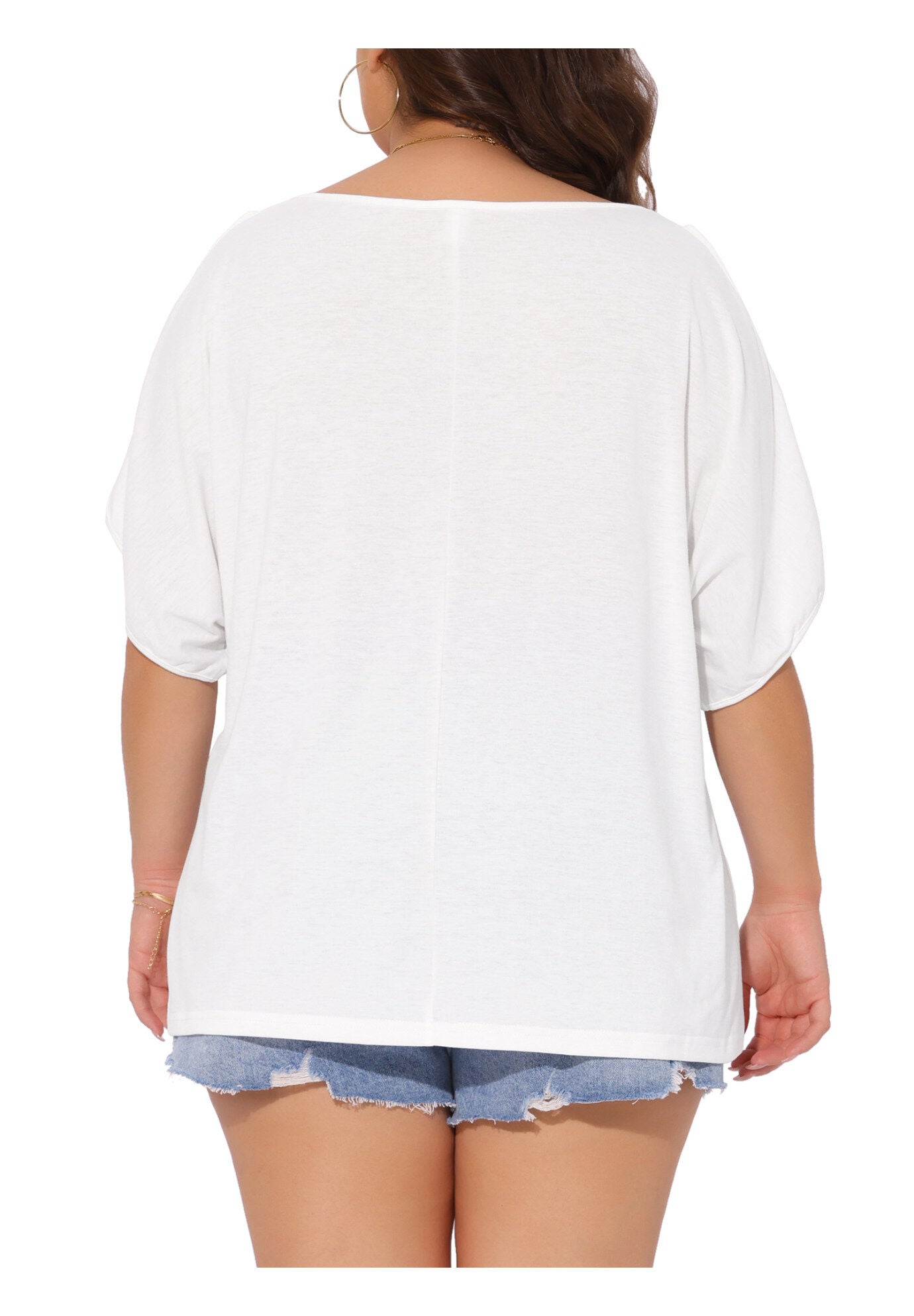 Cold Shoulder Short Sleeve T-Shirt Top, White / White, alternate image number 3