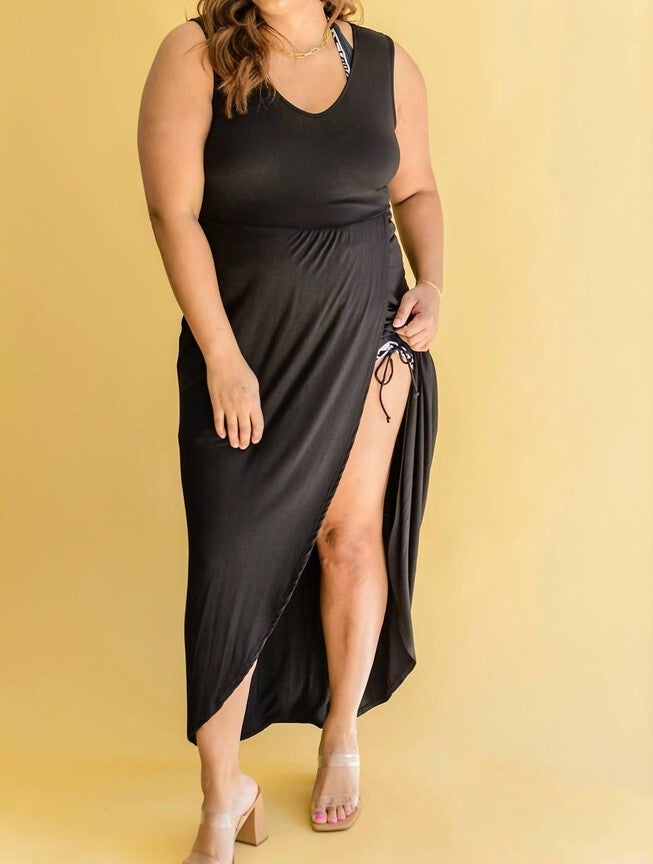 AS IT WAS TULIP SKIRT MAXI DRESS, Black / Black, alternate image number null