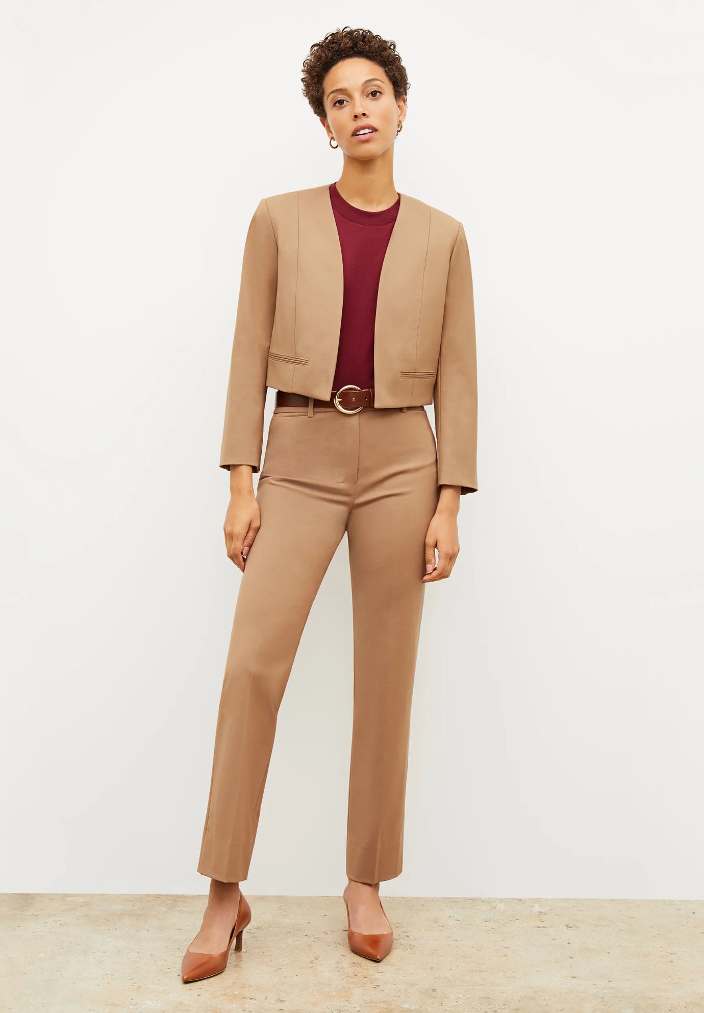 Smith Straight Trouser - Washable Wool Twill, Camel / Brown, alternate image number 6