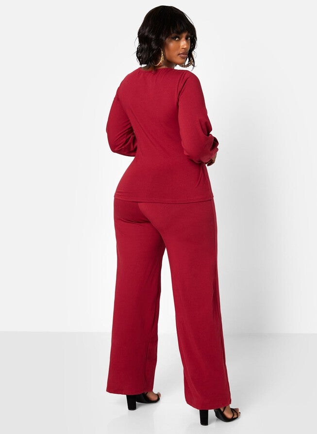 No Exceptions Cotton Front Tie Top, Red / Red, alternate image number 2