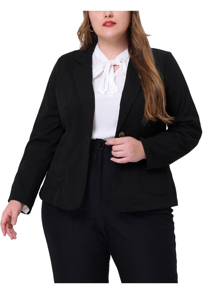 NOTCH LAPEL BUTTONS FRONT BLAZER, Black / Black, alternate image number 2