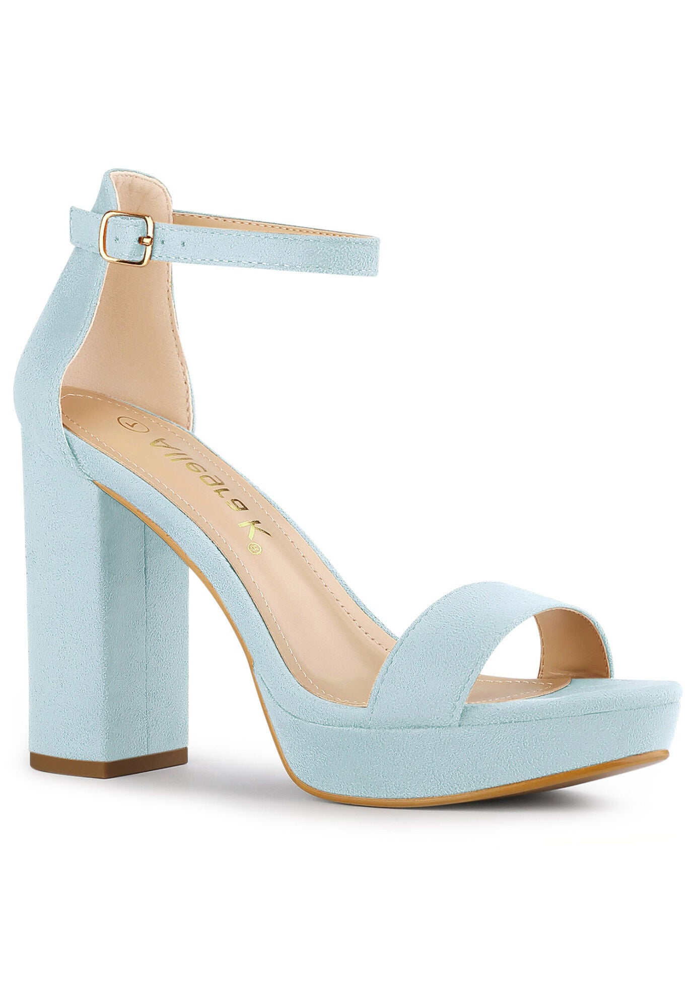 Platform Ankle Strap Chunky High Heel Sandals, SKY Blue / Azure Blue, hi-res image number 0