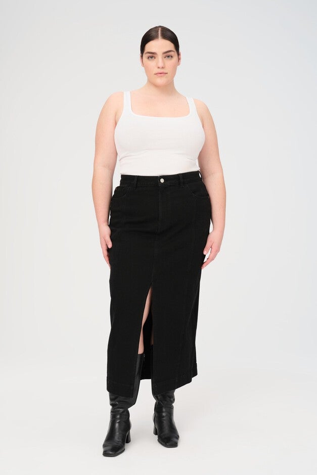 SMX PLUS - DENIM MAXI SKIRT | VENTURA, VENTURA / Black, alternate image number 1