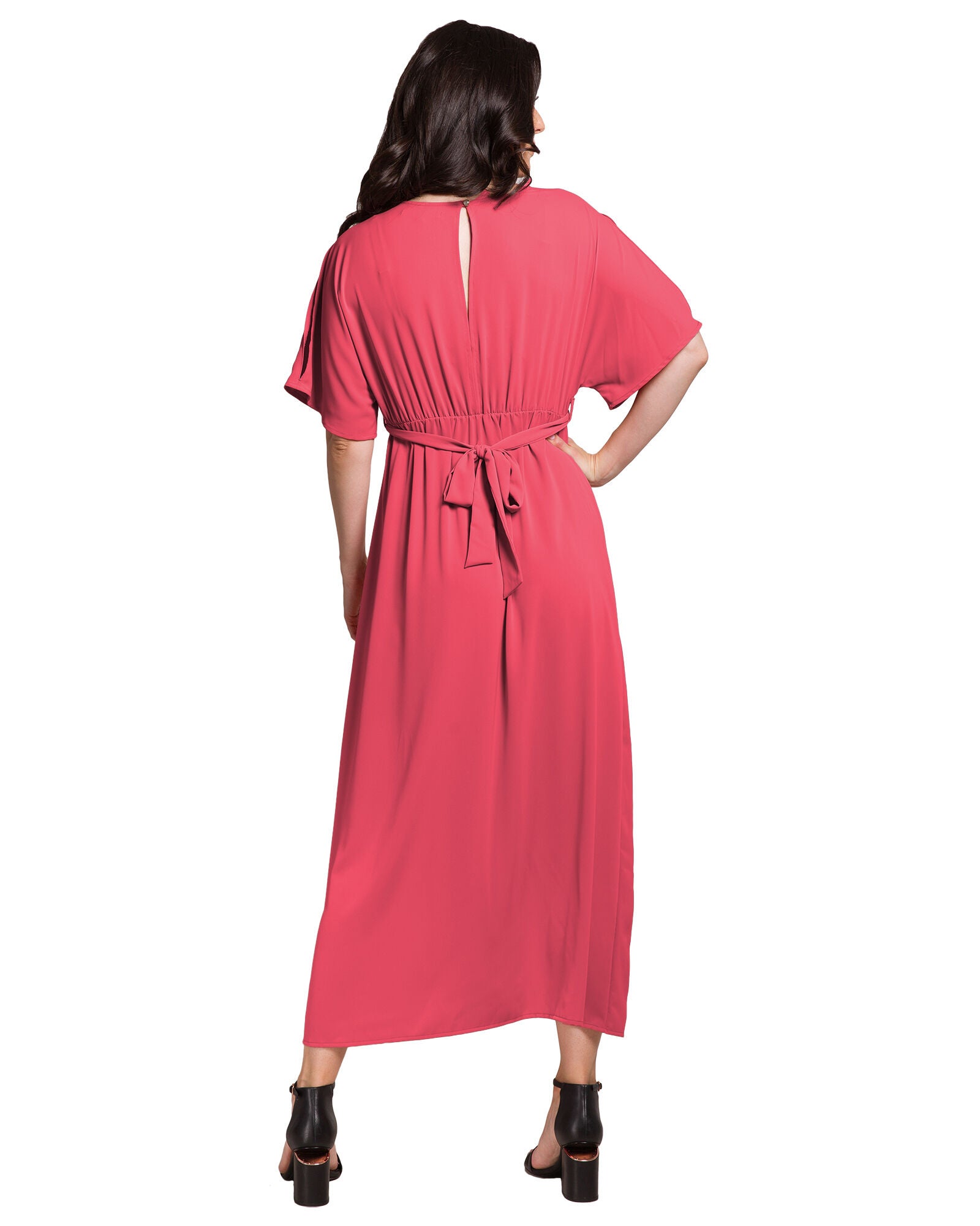 Scarlett Women&#39;s Plus Size  V Neck Kimono Sleeves Maxi Dress, Rose / Pink, alternate image number 4