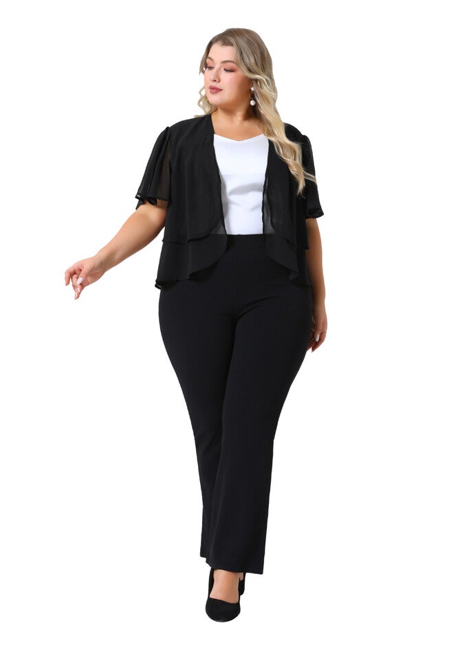 Summer Open Front Cropped Sheer Shrug, Black / Black, hi-res image number 0