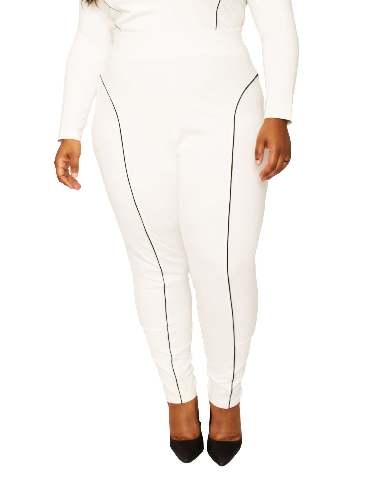 Sasha High Rise Ponte Knit Moto Slip Fit Leggings, IVORY / White, hi-res image number 0
