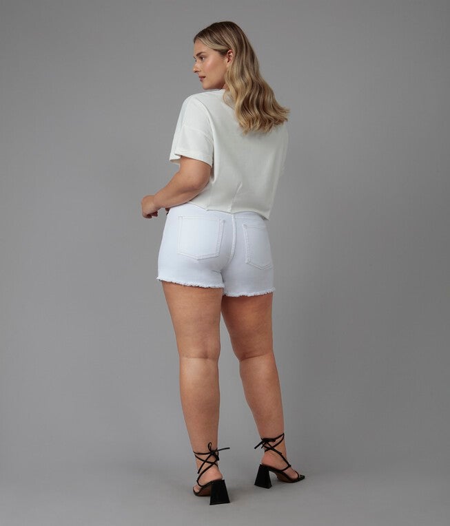 Women's White High Rise Shorts, White / White, alternate image number null