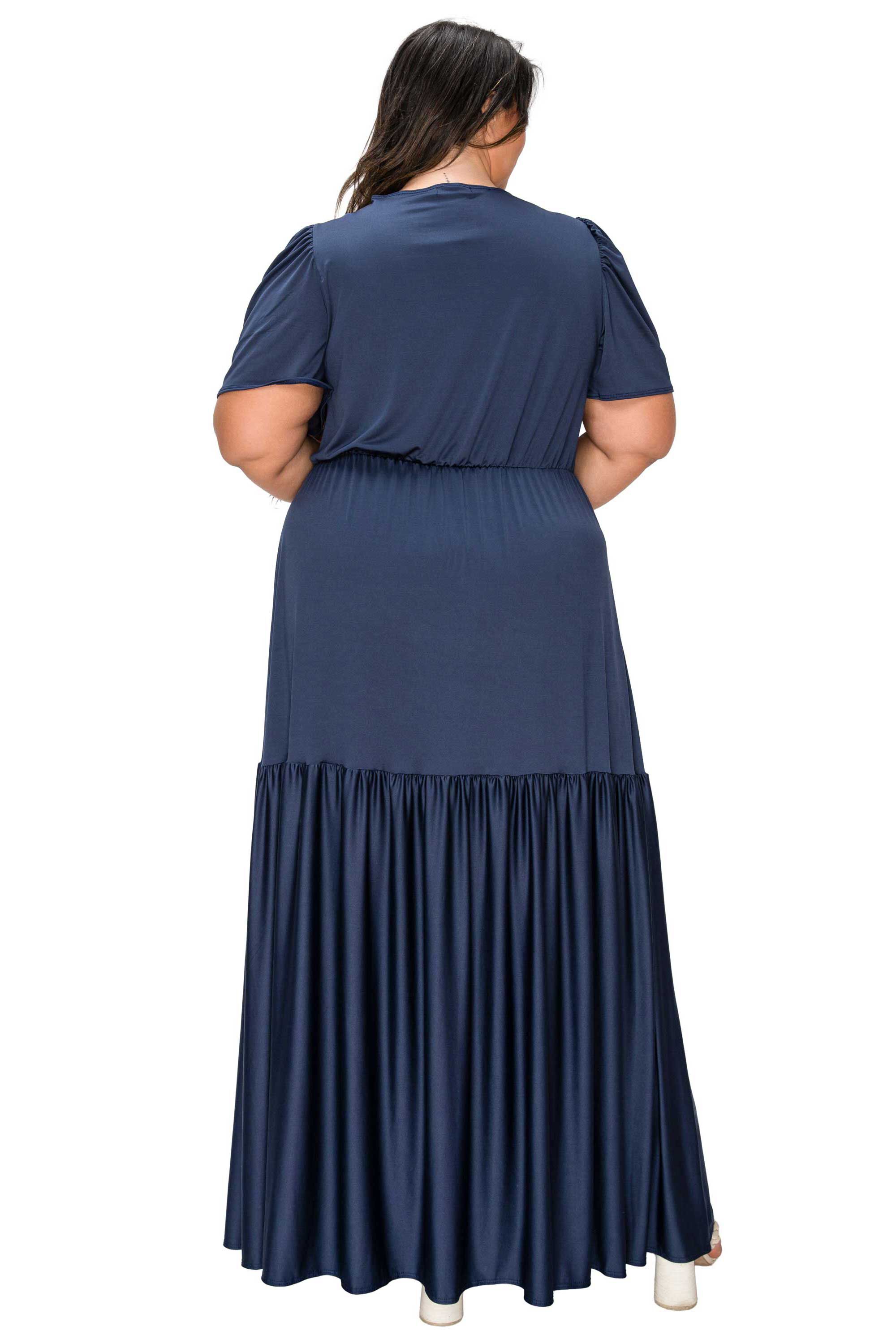 Violetta Tiered Surplice Dress, Navy / Navy, alternate image number 2