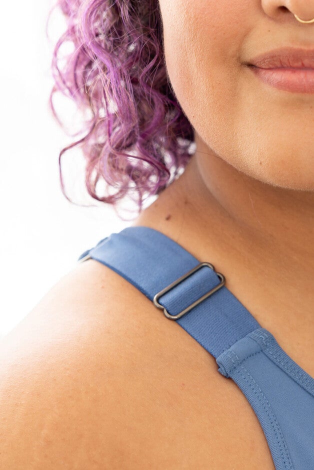 Zip Front Sports Bra, Moonlight Blue / Dusty Blue, alternate image number null
