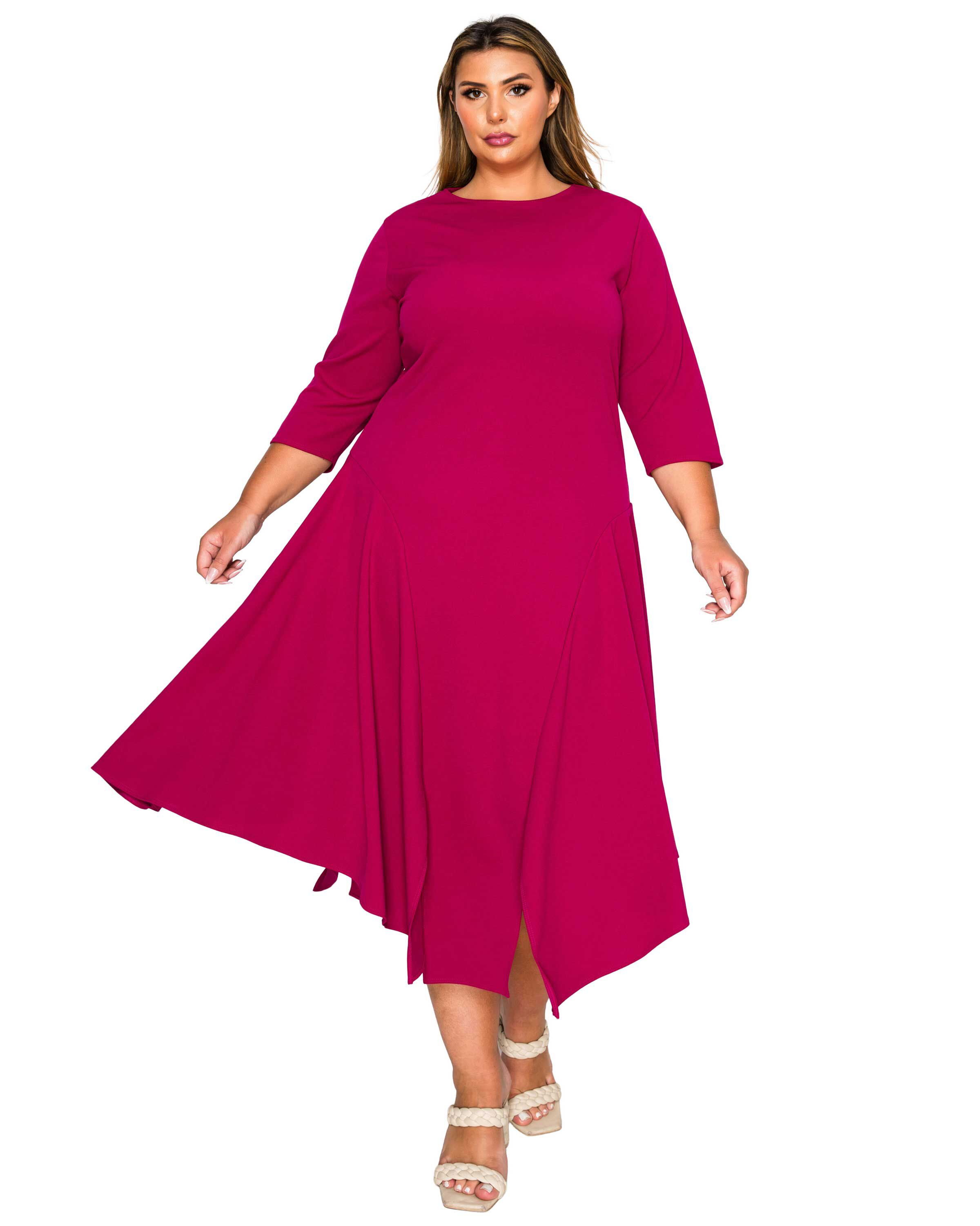 Vida Split Hem Dress, Magenta / Magenta, hi-res image number 0