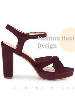 Knot Platform Velvet Block Heel Sandals