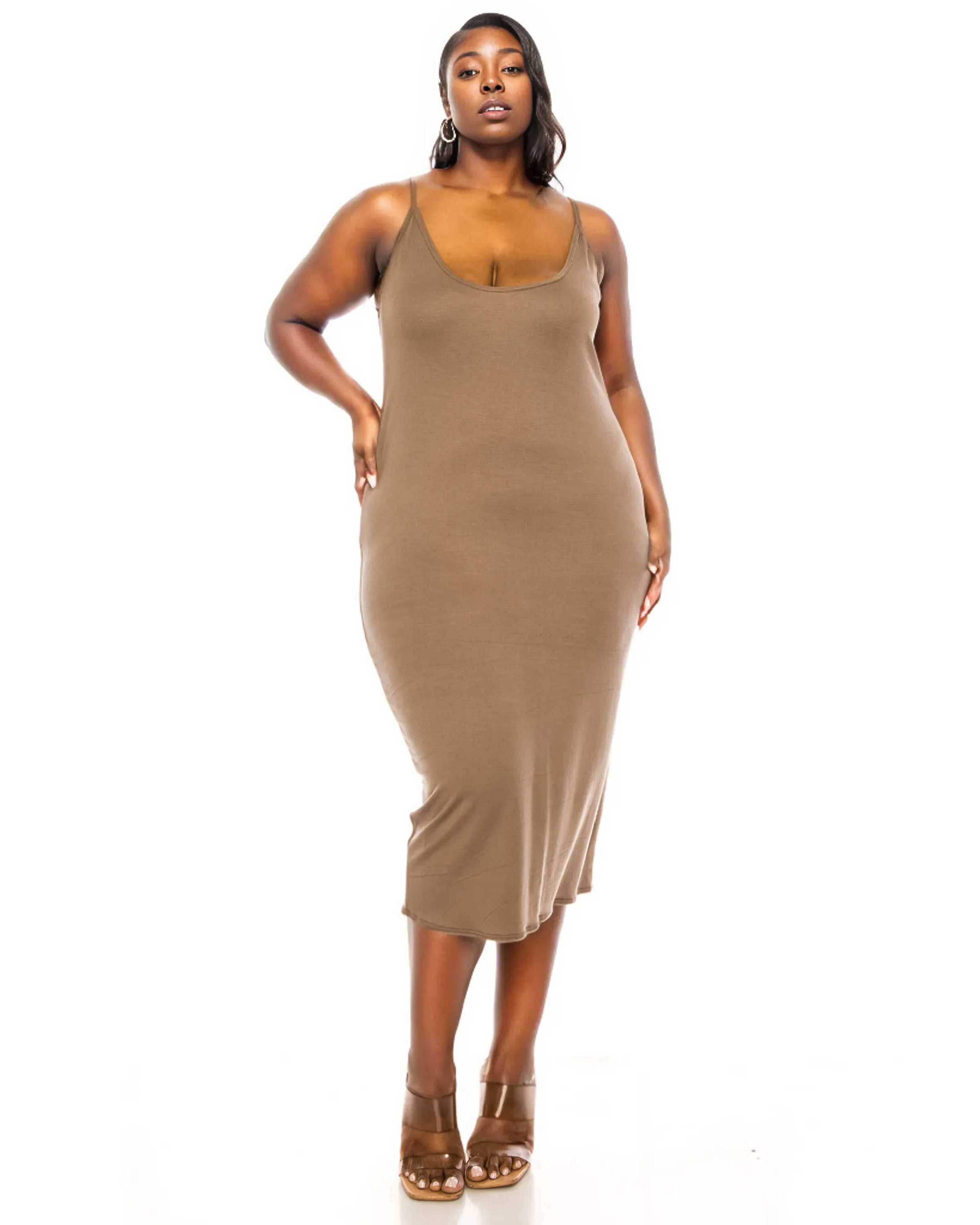 Jennie Spaghetti Strap Midi Dress, Mocha / Brown, hi-res image number 0