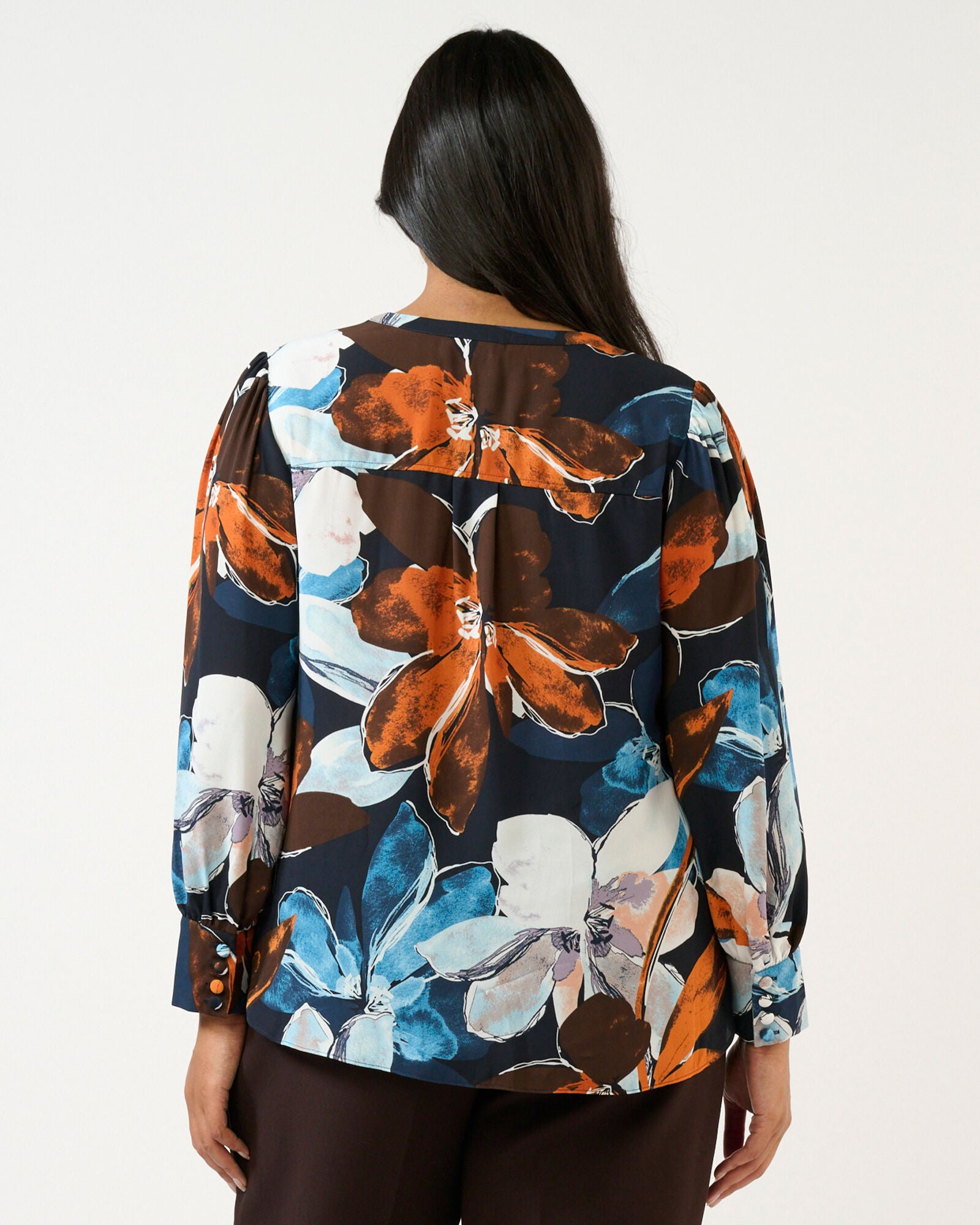 Annette Long Sleeve Shirt, Auburn Tides / Navy, alternate image number 3