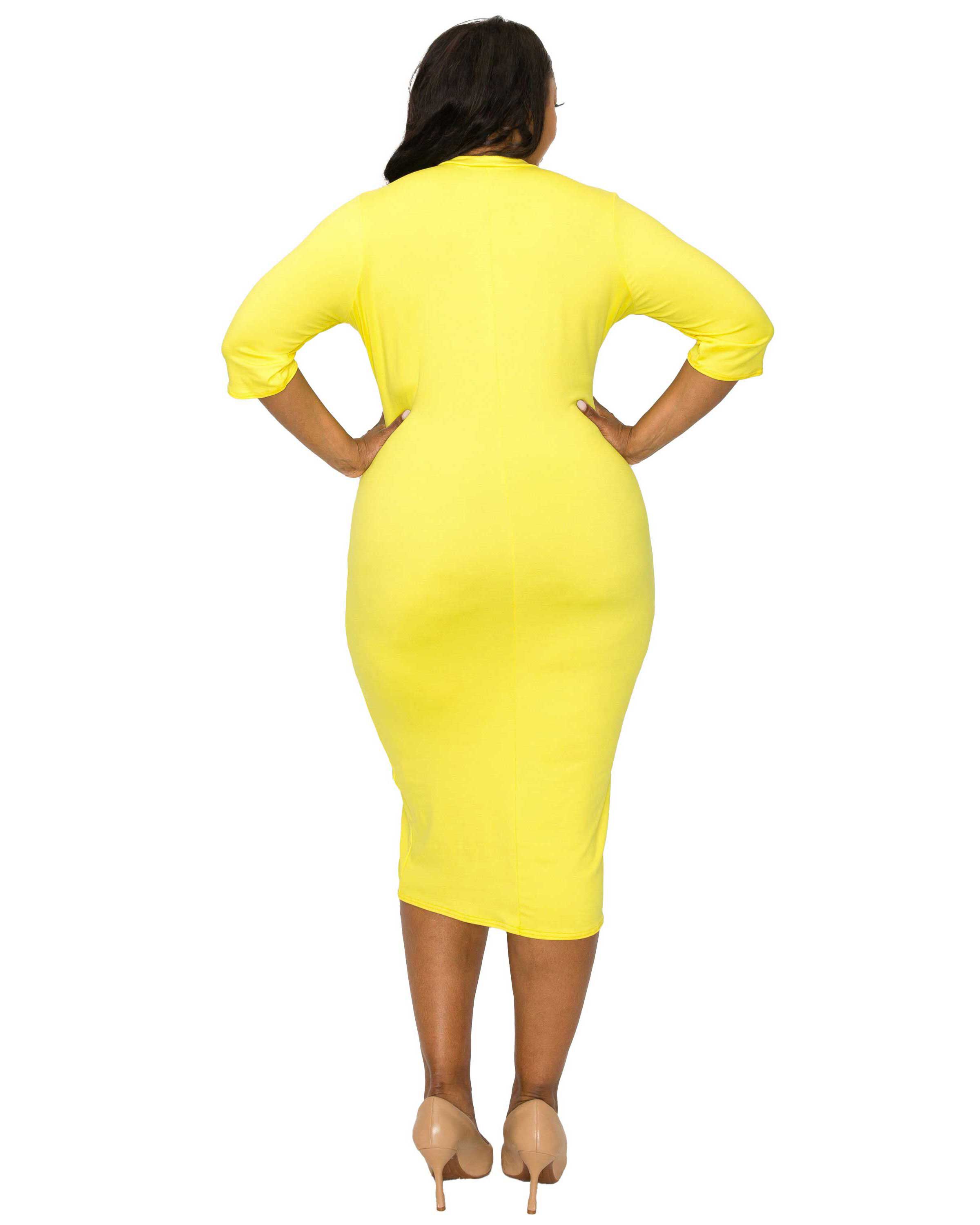 MONA MIDI DRESS, Yellow / Yellow, alternate image number 1