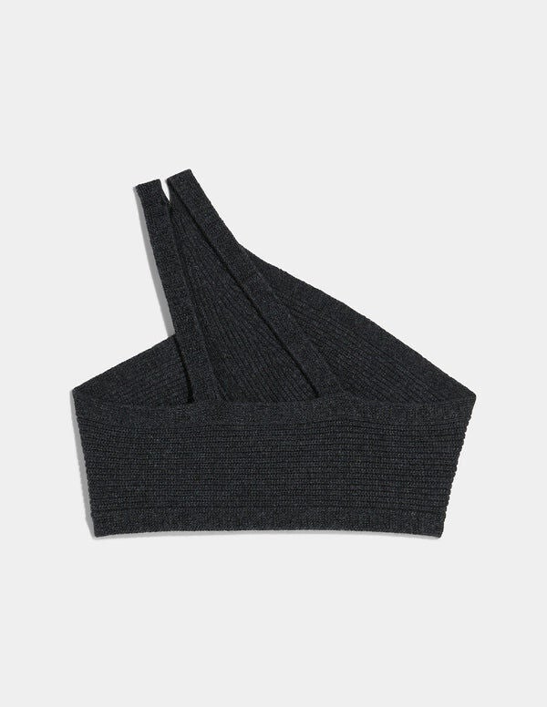 One Shoulder Knit Bralette Sweater, , alternate image number 2