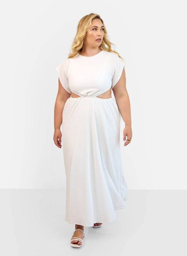 BLANCHE CUT OUT MAXI DRESS, White / White, alternate image number 1