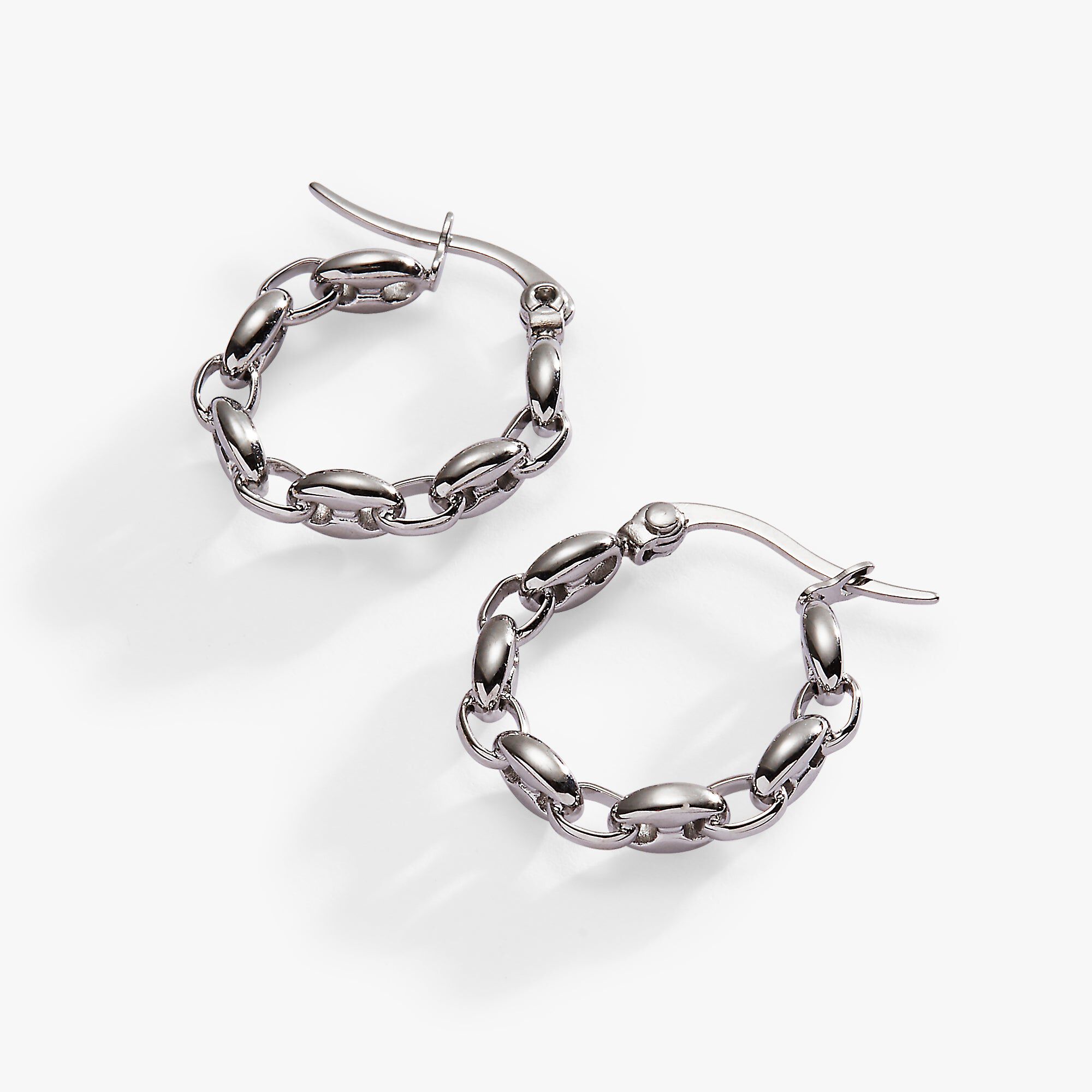 Frozen Mariner Chain Hoop Earrings, Silver / Silver, alternate image number 1