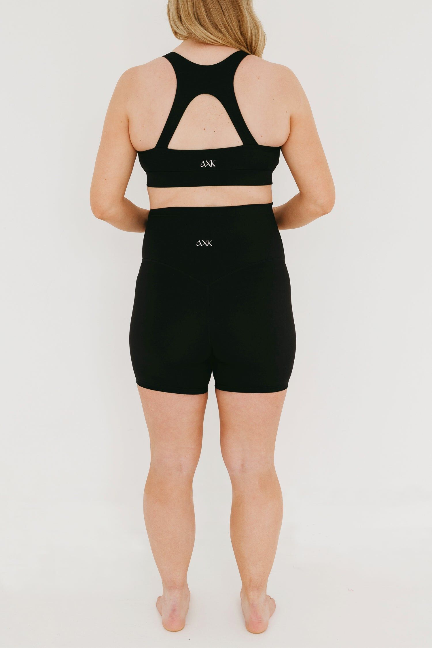 Women's Athletic Maternity Bike Shorts with Supportive Belly Band, Black / Black, alternate image number 2