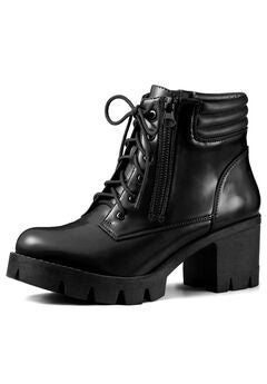 CHUNKY HEEL LACE UP PLATFORM COMBAT BOOTS