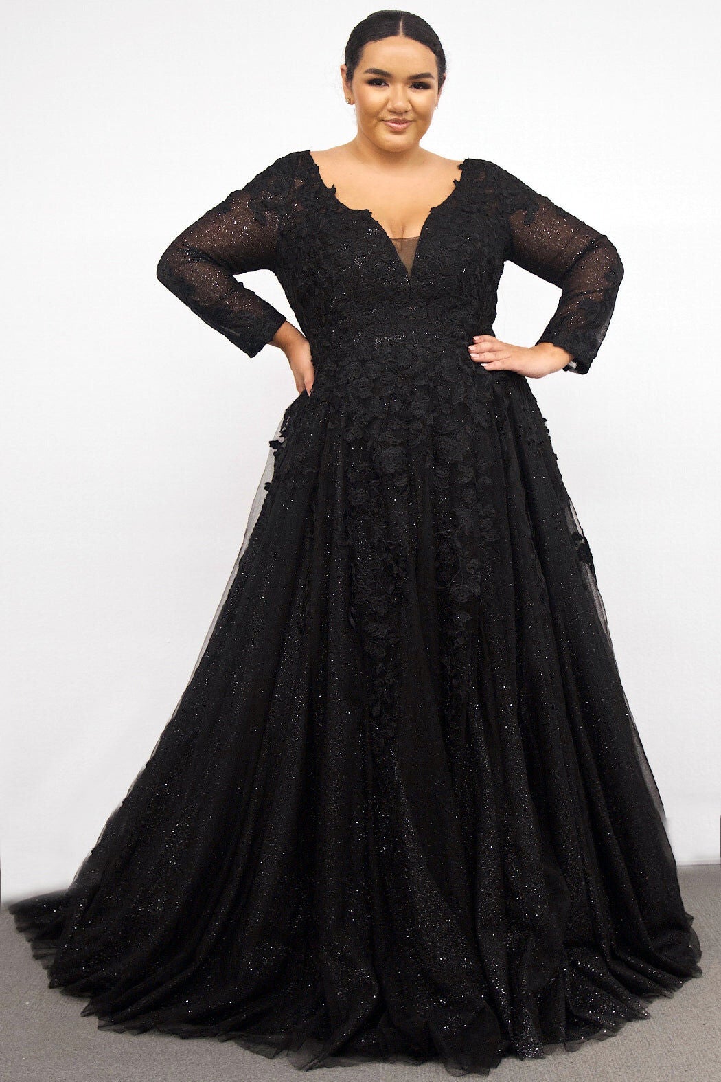 SHIRLEY WEDDING DRESS, Black / Black, hi-res image number 0