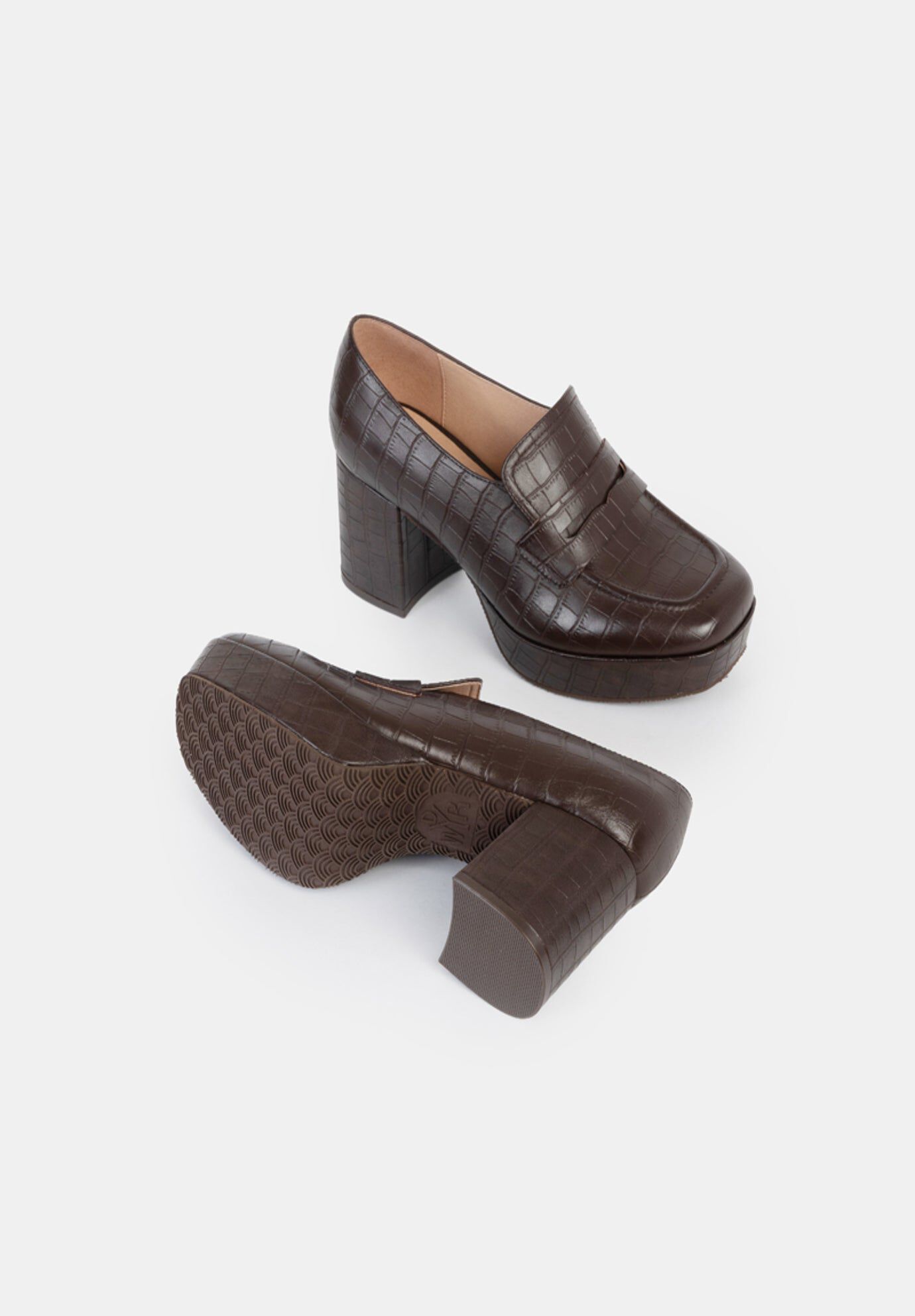 Liza Platform Loafers, Brown Croco / Brown, alternate image number 2