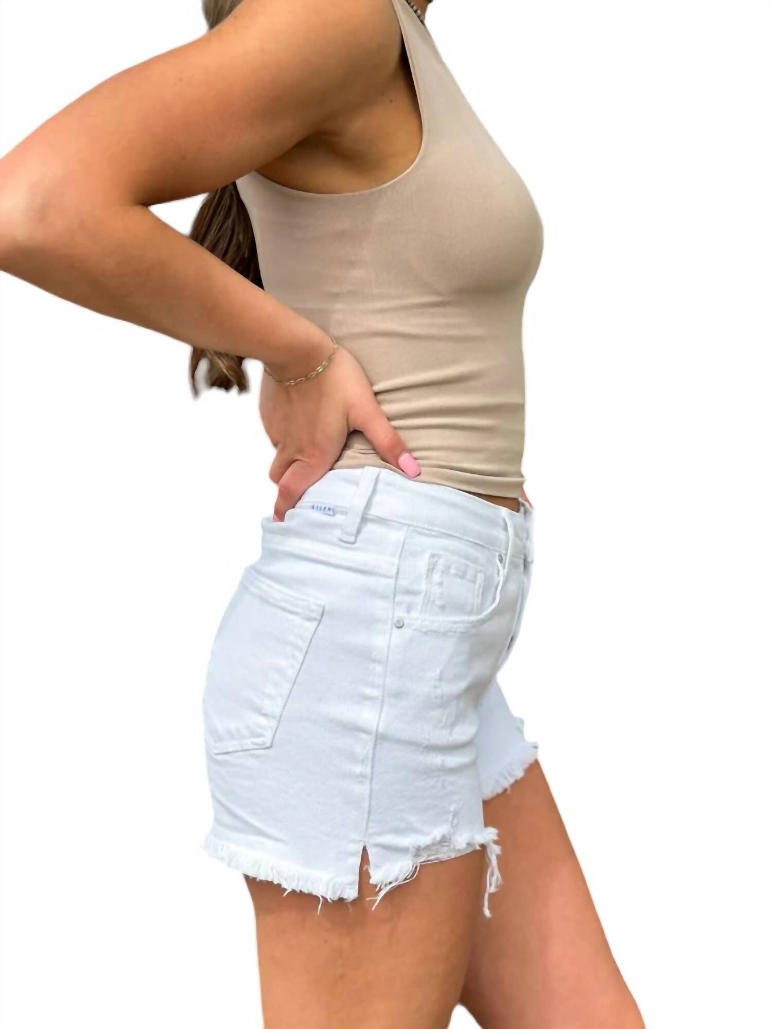 Risen High Rise Tummy Control Shorts, White / White, alternate image number 1