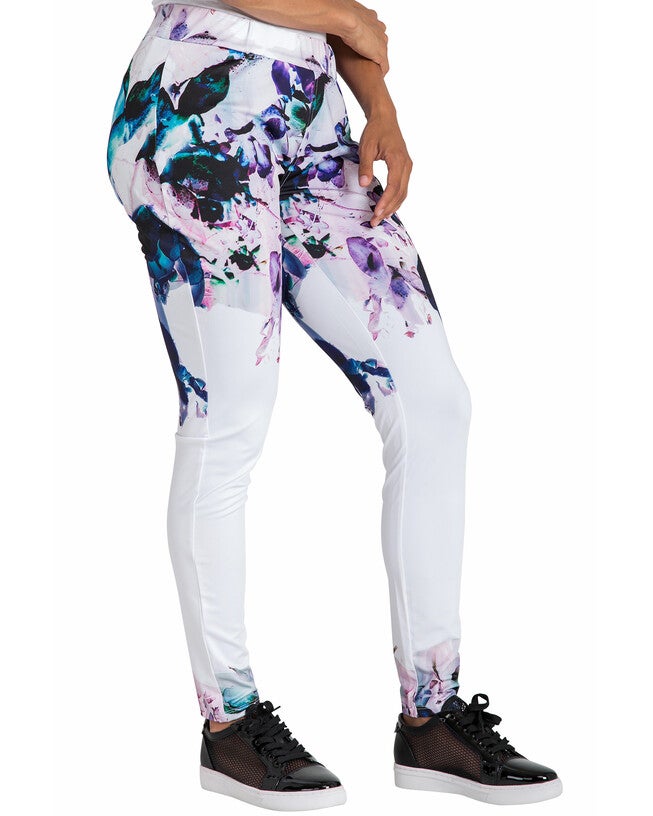 Lena Floral Print Activewear Tracksuit Leggings, Multicoloured / White, hi-res image number 0
