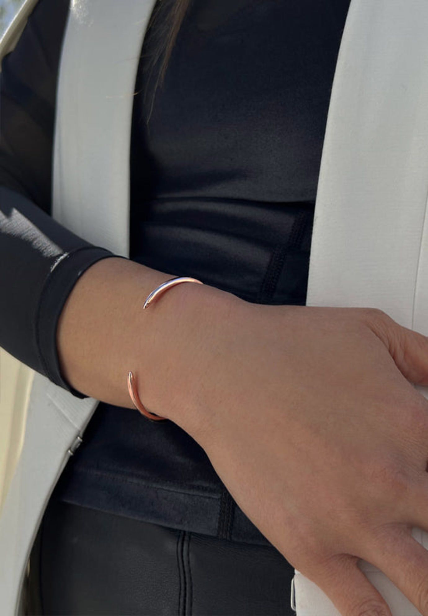 SUCCESS 2-Way Convertible Stacking Cuff Bracelet, Rose Gold / Pink, alternate image number 6