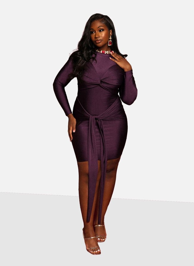Eve Draped Mini Dress, Purple / Purple, alternate image number 1