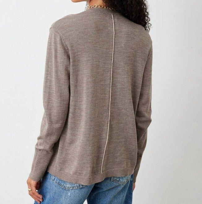 EVELYN MERINO V-NECK SWEATER IN OTTER, Otter / Beige, alternate image number null