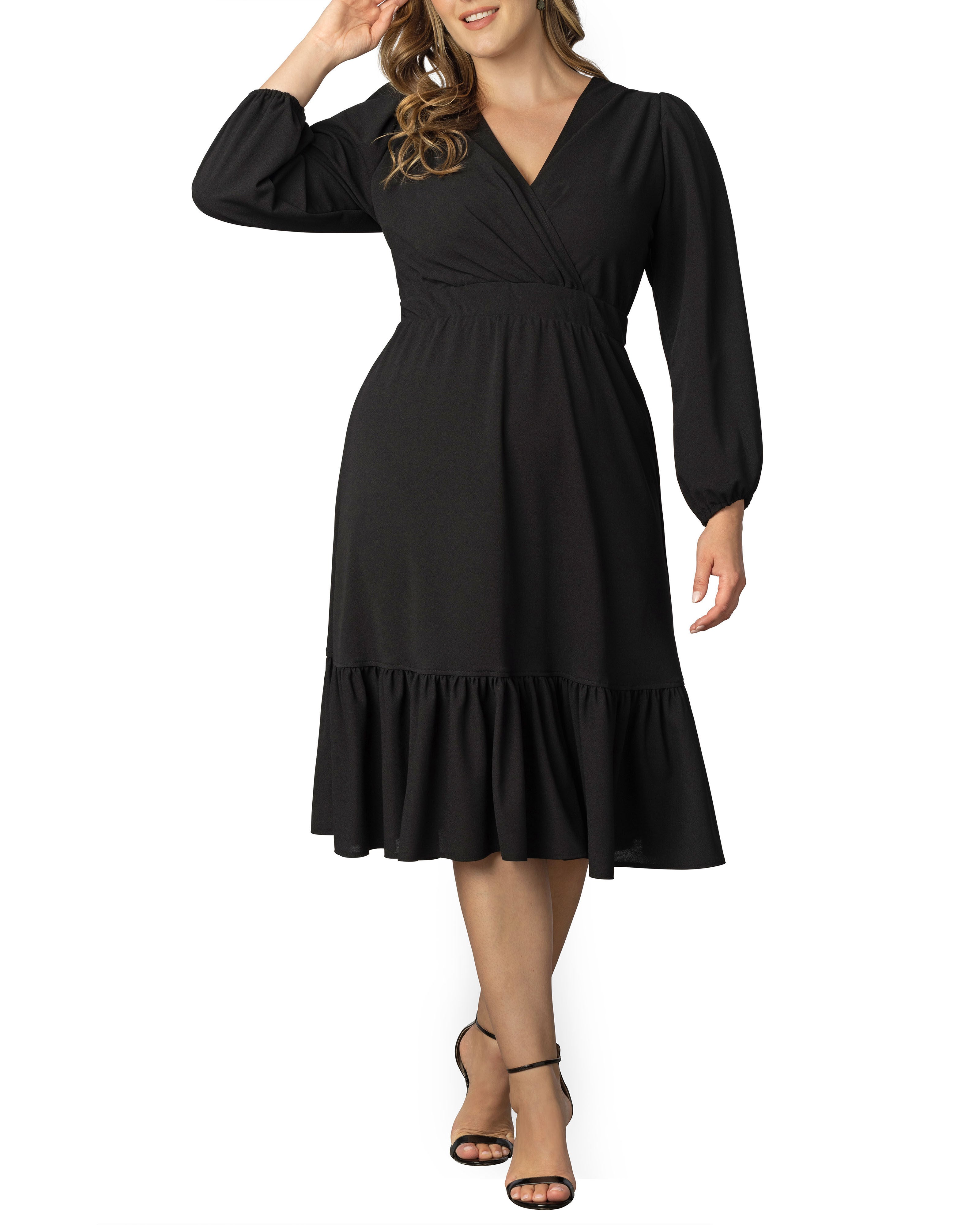 PORTIA LONG SLEEVE DRESS, BLACK NOIR / Black, hi-res image number 0