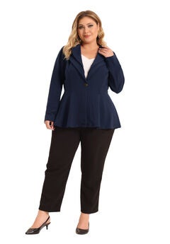 WORK OFFICE DOUBLE NOTCH LAPEL PEPLUM BLAZER