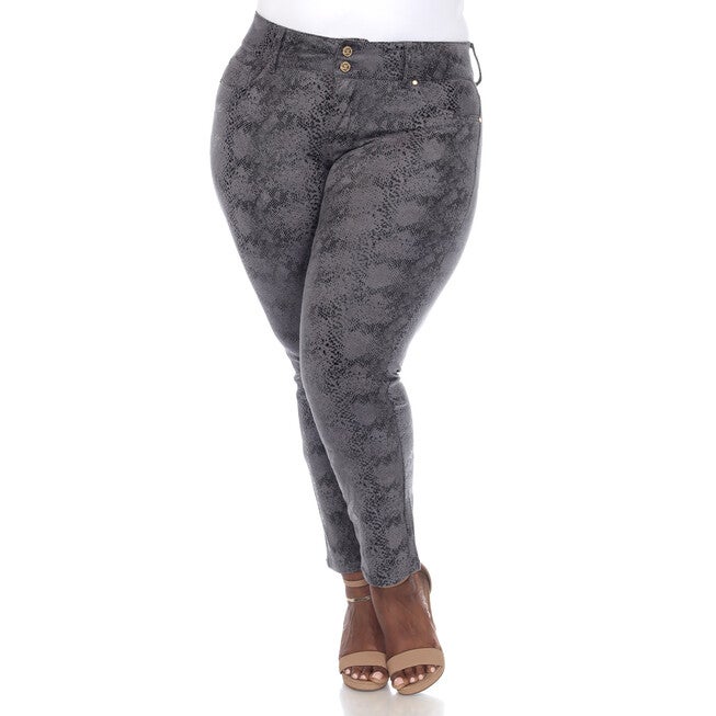 Faux Suede Snake Print Pants, Brown / Brown, hi-res image number null