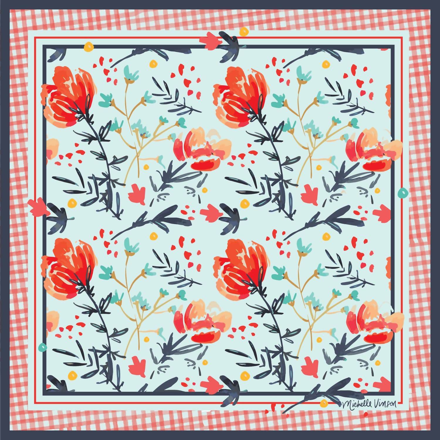 BANADANA SCARF, Flower Party Picnic / Orange, hi-res image number 0