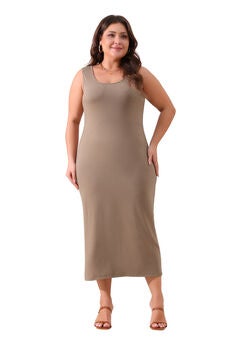 Sleeveless Crewneck Knit Sweater Maxi Tank Dress