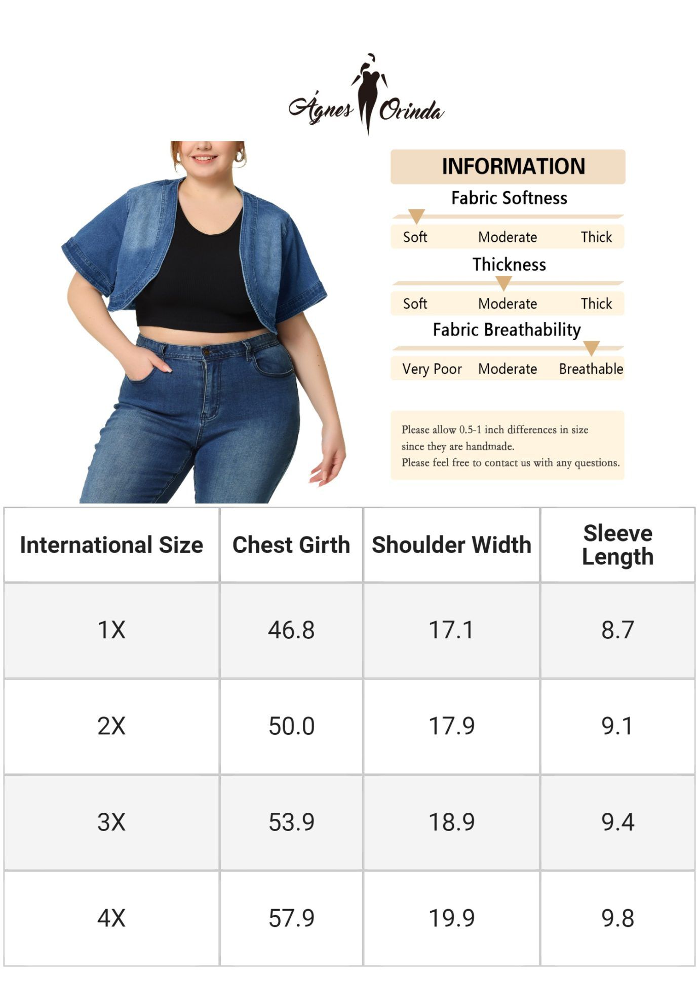 SHORT CROP DENIM JACKET SHRUG, Blue / Royal Blue, alternate image number 3