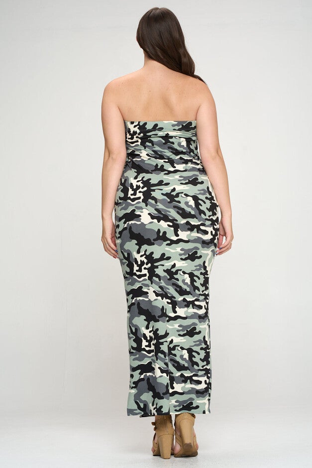CAMO SLEEVELESS SLIT DRESS, GrayIvory Camo / Light Grey, alternate image number 2