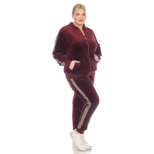 Plus Size 2-Piece Velour with Faux Leather Stripe, , alternate image number 5