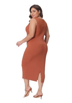 SLEEVELESS SQUARE NECK BODYCON SUNDRESS MIDI TANK DRESS