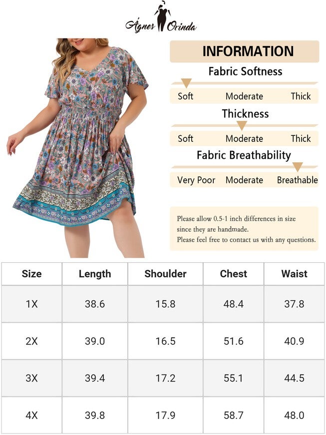 Placed Pattern Bohemian Smock Waist V Neck Summer Midi Dress, Pink / Pink, alternate image number 4