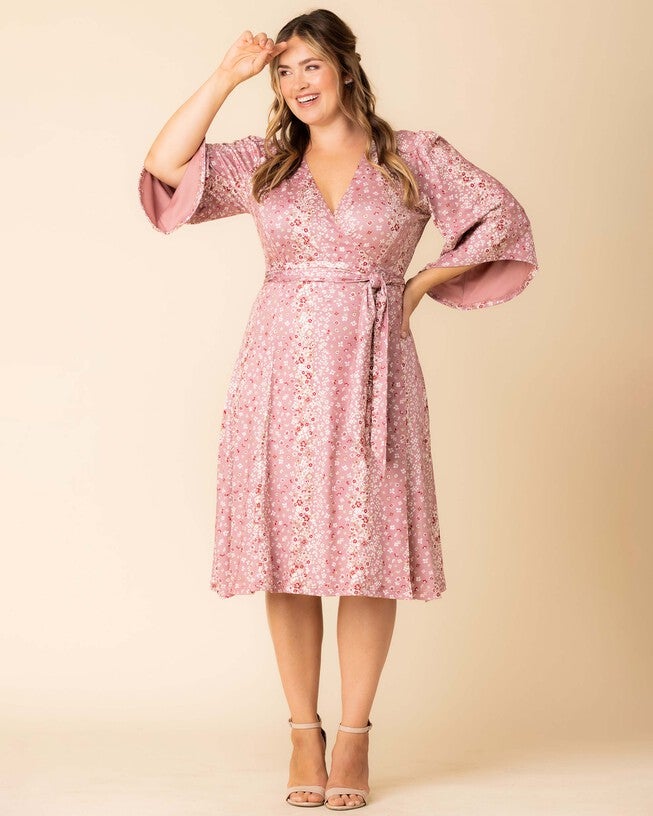 Gemini Wrap Dress, PINK FLORAL FALLS / Pink, alternate image number 4