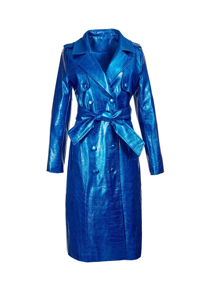 Metallic Blue Trench Coat, Blue / Cobalt, hi-res image number null