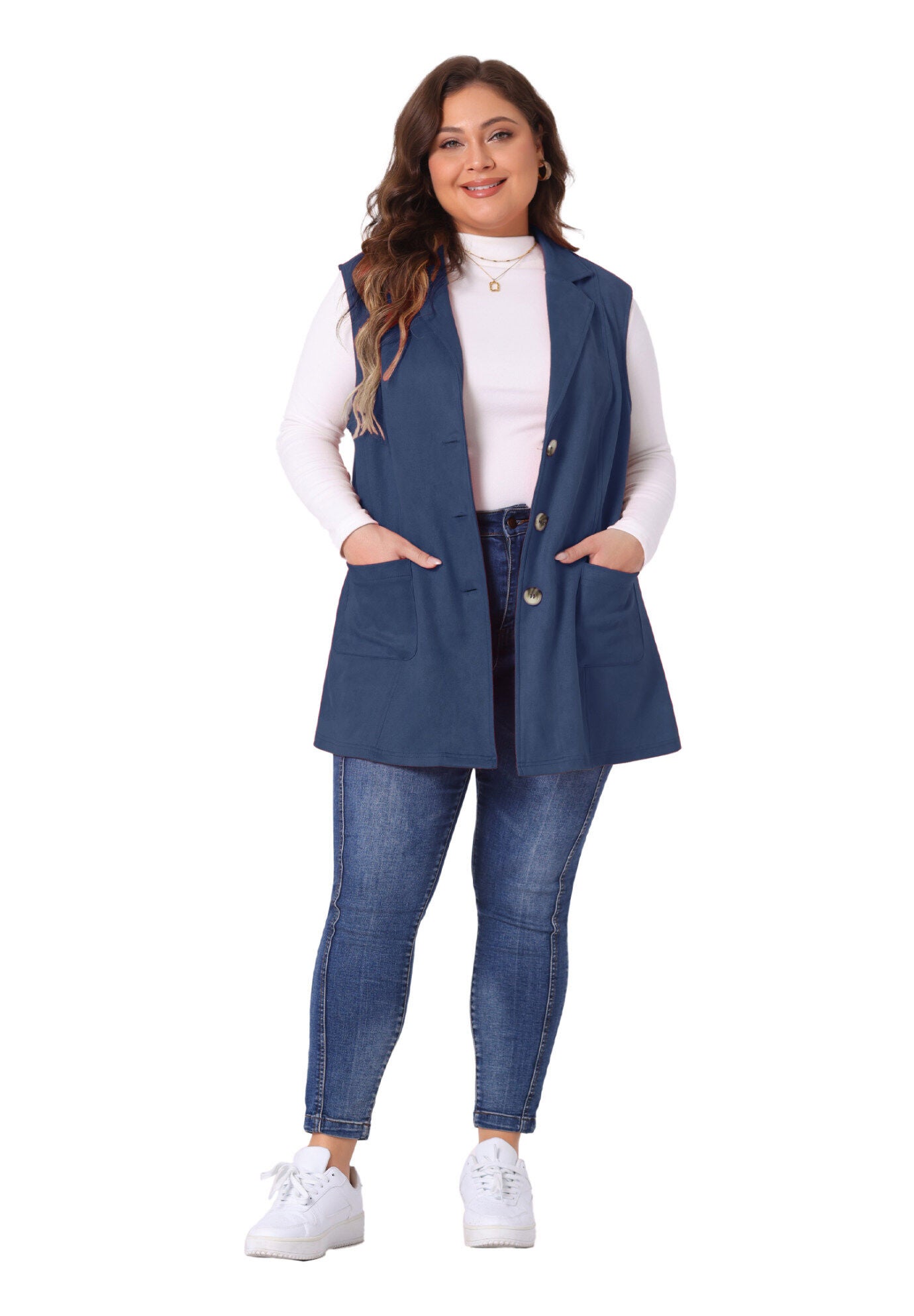 Lapel Suede Utility Vest, Dark Blue / Navy, hi-res image number 0